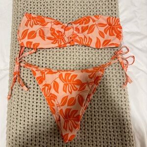 Orange tropical bikini set